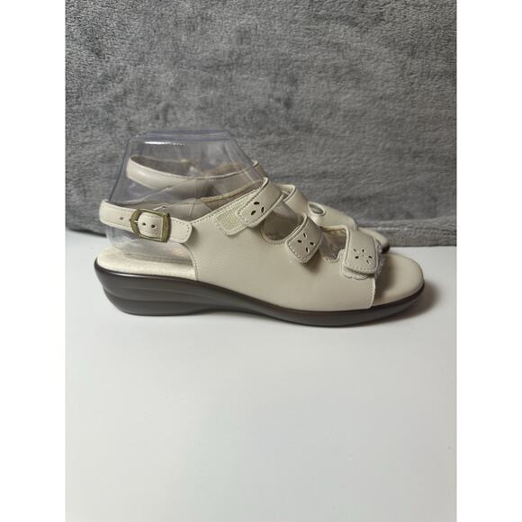SAS Tripad Womens Cream Tan Bone Taupe Leather Three Strap Comfort Sandals 8.5 - Picture 5 of 16